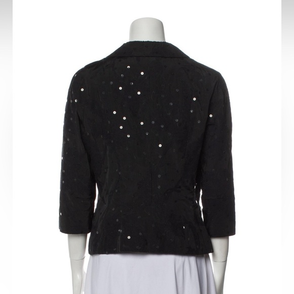 Sônia Bogner womens evening Jacket small Black Sequin Collar shimmer 3/4 sleeve  - Picture 5 of 16